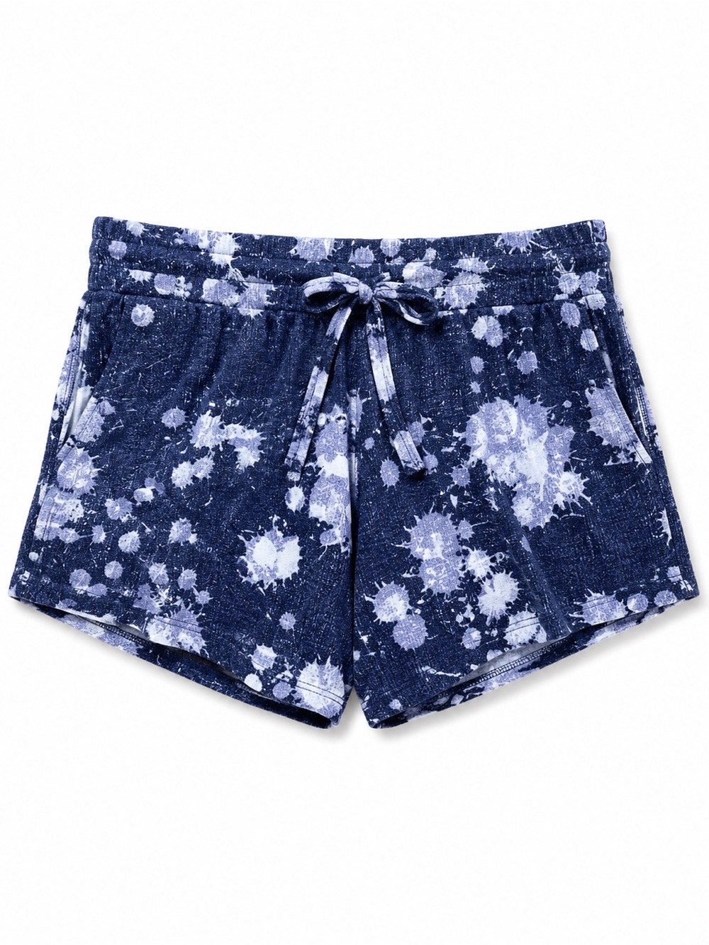 Women’s Navy Tie-Dye Lounge Shorts | Elastic Waist | Comfy Relaxed Fit - Picture 1 of 4